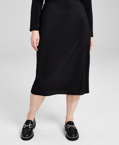 And Now This Women's Pull-on High-waist Knit Midi Skirt, Created For Macy's In Black