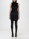 Gcds Black Stretch Velvet Sleeveless Minidress In Black