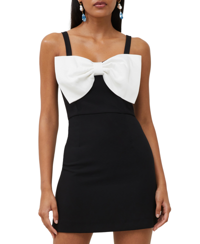 French Connection Whisper Bow Mini Dress In Winter,white,black