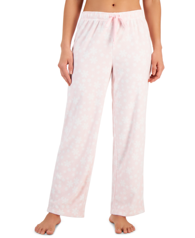 Charter Club Women's Printed Fleece Pajama Pants, Created For Macy's In Snowy Stars