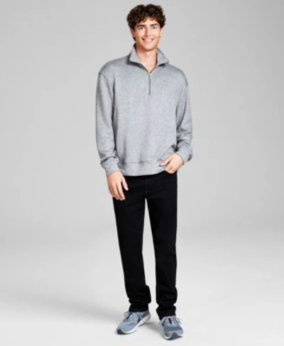 And Now This Now This Mens Straight Fit Stretch Jeans Cozy Quarter Zipper Sweatshirt In Phantom Heather