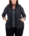 Id Ideology Plus Size Zip-front Puffer Vest, Created For Macy's In Deep Black