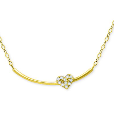 Giani Bernini Cubic Zirconia Heart Curved Bar Collar Necklace, 16" + 2" Extender, Created For Macy's In Gold