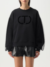 TWINSET COTTON SWEATSHIRT WITH TULLE SLEEVES,396652002