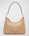 Stella Mccartney Logo Vegan Leather Shoulder Bag In Sand