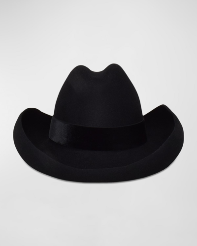 Gigi Burris Belle Felt Western Hat In Black