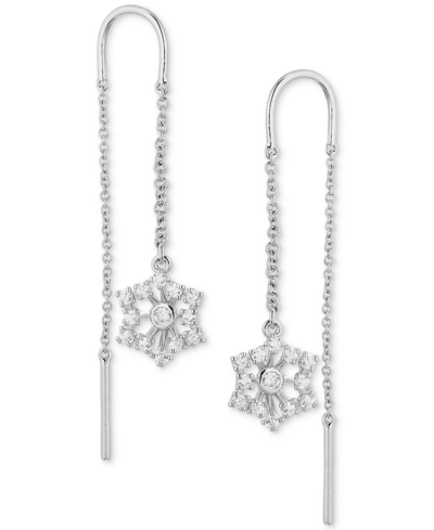 Ava Nadri Silver-tone Pave Snowflake Earrings In Rhodium