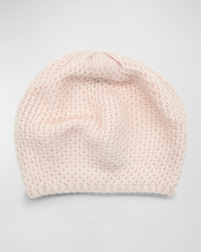 Portolano Honeycomb Cashmere Slouch Beanie In Mallow
