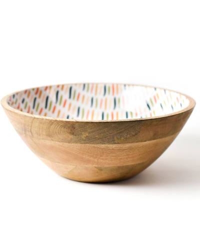 Coton Colors Feathered Wood Bowl In Multi