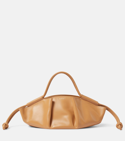 Loewe Small Leather Paseo Tote Bag In Brown