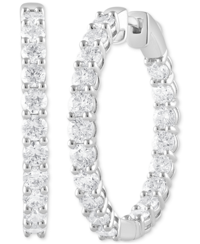 Badgley Mischka Lab Grown Diamond In & Out Small Hoop Earrings (3 Ct. T.w.) In 14k White Gold, 1"