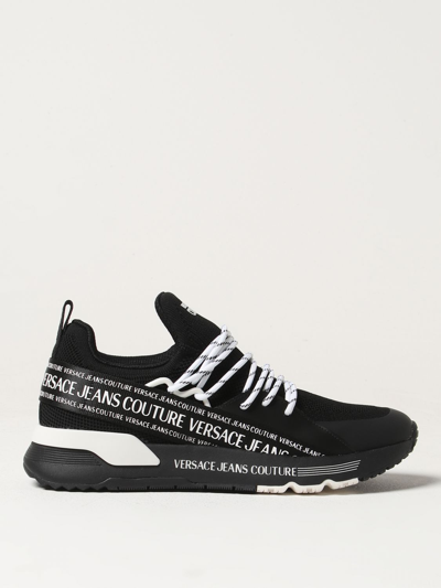 Versace Jeans Couture Dynamic Logo-print Sneakers In Black