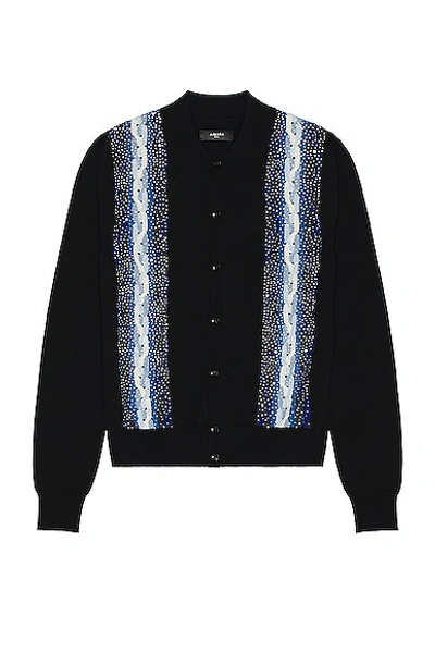 Amiri Embellished Cable-knit Cardigan In Black