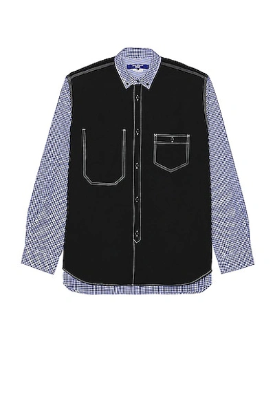 Junya Watanabe Gingham Shirt In Wht/blk X Blac