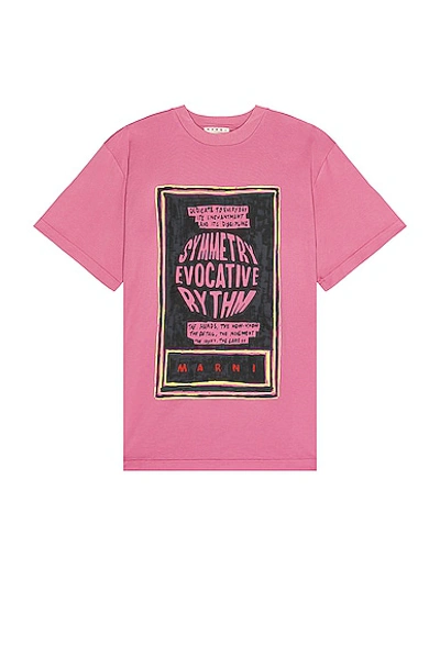 ■MARNI■ Slogan Print Short Sleeve T-Shirt Cassis HUMU0284X Marni T-shirt In Cassis | ModeSens