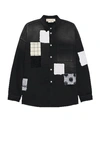 Marni Patchwork-detail Denim Shirt In Black