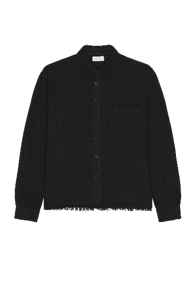 John Elliott Hemi Frayed Cotton-canvas Shirt In Black