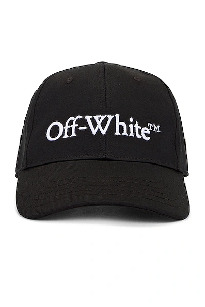 Off-white Bookish Logo Cotton Baseball Cap In Black