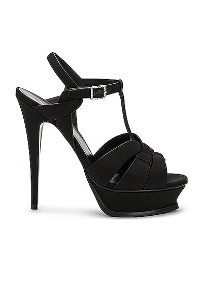 Saint Laurent Tribute Platform Sandal In Nero