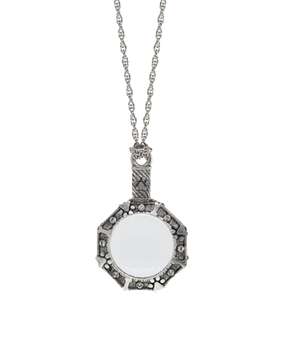 2028 Glass Crystal Accent Paw And Bone Magnifier Necklace In Gray