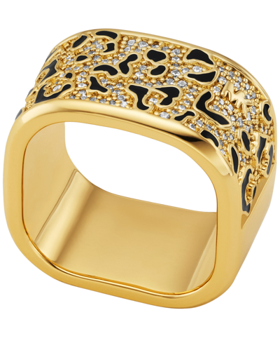Michael Kors 14k Gold Plated Cheetah Print Band Ring