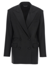 David Koma 'tailored Tuxedo' Blazer With Structured Shoulders In Black