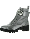 Karl Lagerfeld Pippa Womens Lugged Sole Zipper Ankle Boots In Grey