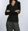 Label+thread Skinny Rib Vee Pullover In Brown/charcoal In Multi