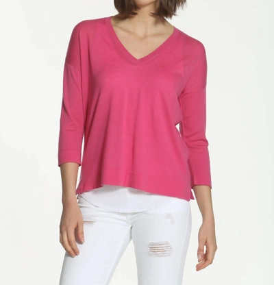 Label+thread Solid Swing V Neck Pullover In Pink