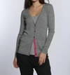 LABEL+THREAD DOUBLE RIB CARDIGAN IN GREY