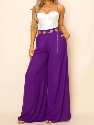 The Sang Long Pants With Gold Chain Ring In Purple