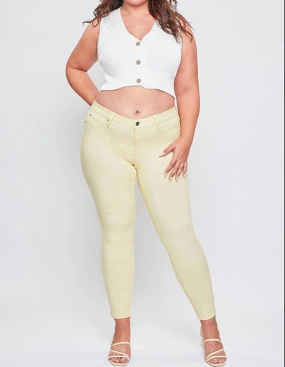 Ymi Plus Size Hyper Stretch Skinny Jean In Banana Cream In Yellow