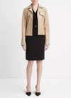 VINCE SNAP FRONT CROPPED LEATHER SHIRT JACKET IN SESAME