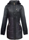 Michael Kors Women's Quilted Mixed Media 3/4 Coat Jacket With Faux Fur In Black In Black