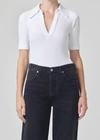 Citizens Of Humanity Liu Johnny Collar Rib Bodysuit In White