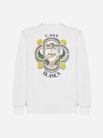 Casablanca Le Joueur Beaded Cotton Sweatshirt In White