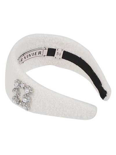 Roger Vivier Flower Strass Pearl Hair Band In Pink
