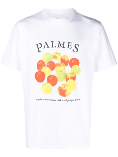 Palmes Apples Organic Cotton Graphic T-shirt In White