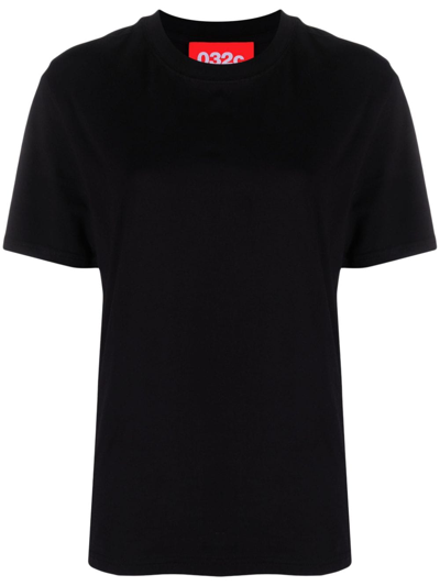 032c Logo-print Organic Cotton T-shirt In Black