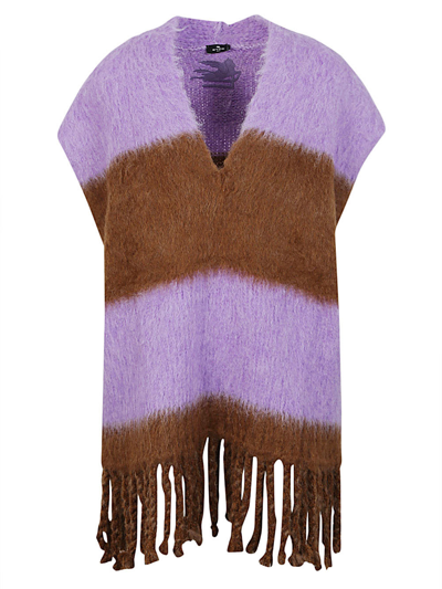 Etro Striped Wool Blend Vest In Violet