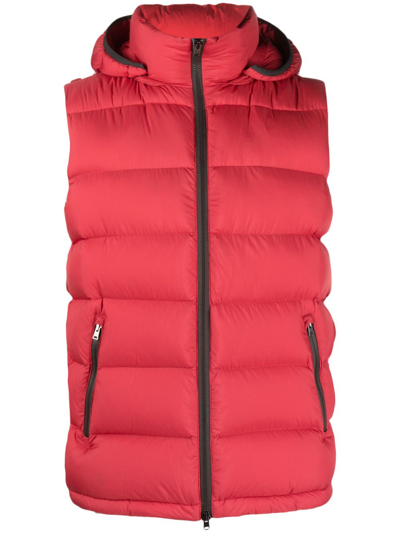 Herno Hooded Down Waistcoat In Red