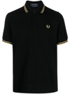 Fred Perry Polo Shirt With Contrast Trim And Collar In Black