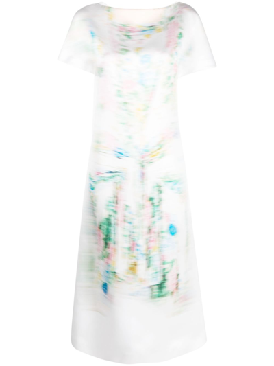 Loewe Blurred Print Long Dress In White