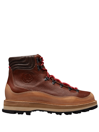 Moncler Boot With Logo In Brown