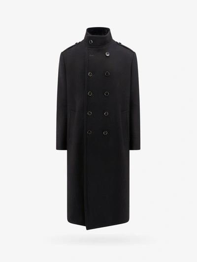 Tom Ford Wool Blend Melton Coat In Black