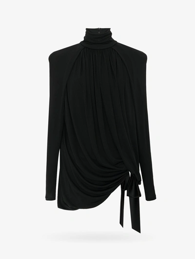 Saint Laurent Draped Jersey Dress In Black