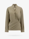 Lemaire Twisted Wrap Cotton Shirt In Green