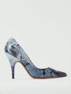 Moschino Jeans Denim-print 110mm Leather Pumps In Blue