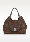 ROBE DI FIRENZE DESIGNER HANDBAGS BROWN ITALIAN LEATHER TOTE