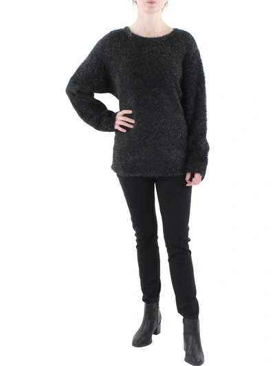 Calvin Klein Womens Knit Long Sleeve Crewneck Sweater In Black